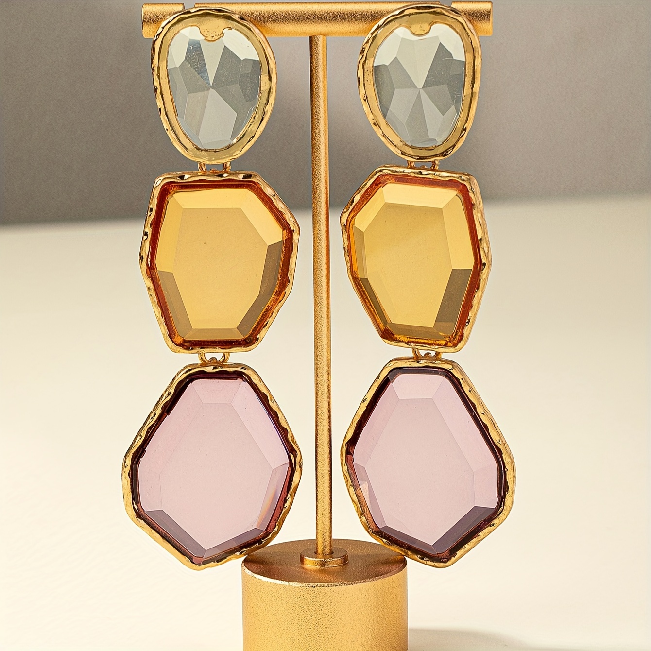 18K Gold Plated Drop Earrings Exaggerated Style Statement Jewelry